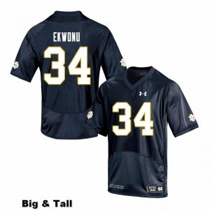 Notre Dame Fighting Irish Men's Osita Ekwonu #34 Navy Under Armour Authentic Stitched Big & Tall College NCAA Football Jersey ZKK8299JK